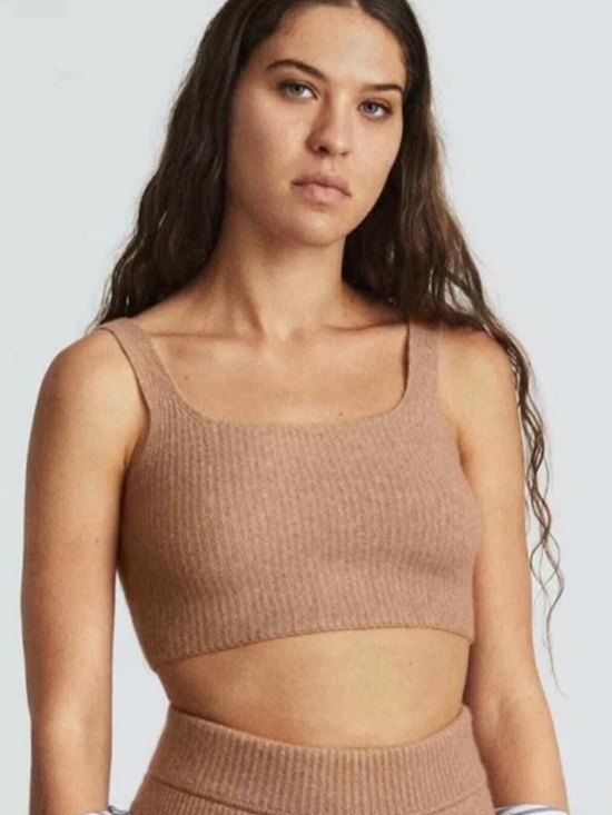 Everlane Tops - Everlane The Cozy Stretch Cropped Tank Wool Blend Camel Small NWT